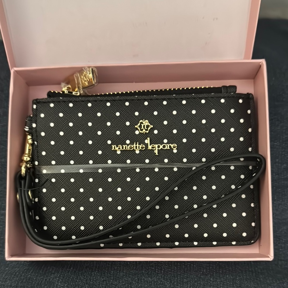 Nanette Lepore Black and White Polka Dot Clutch